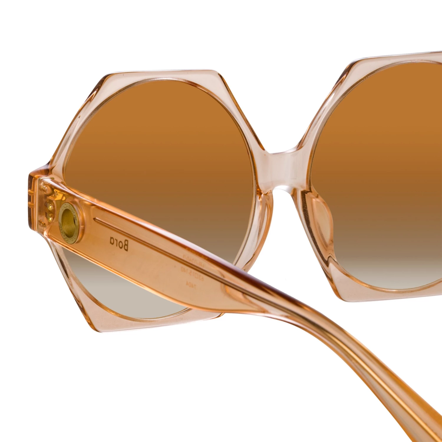 LINDA FARROW (U.K.) Bora Hexagon Sunglasses In Peach 3 LINDA FARROW (U.K.) Bora Hexagon Sunglasses In Peach