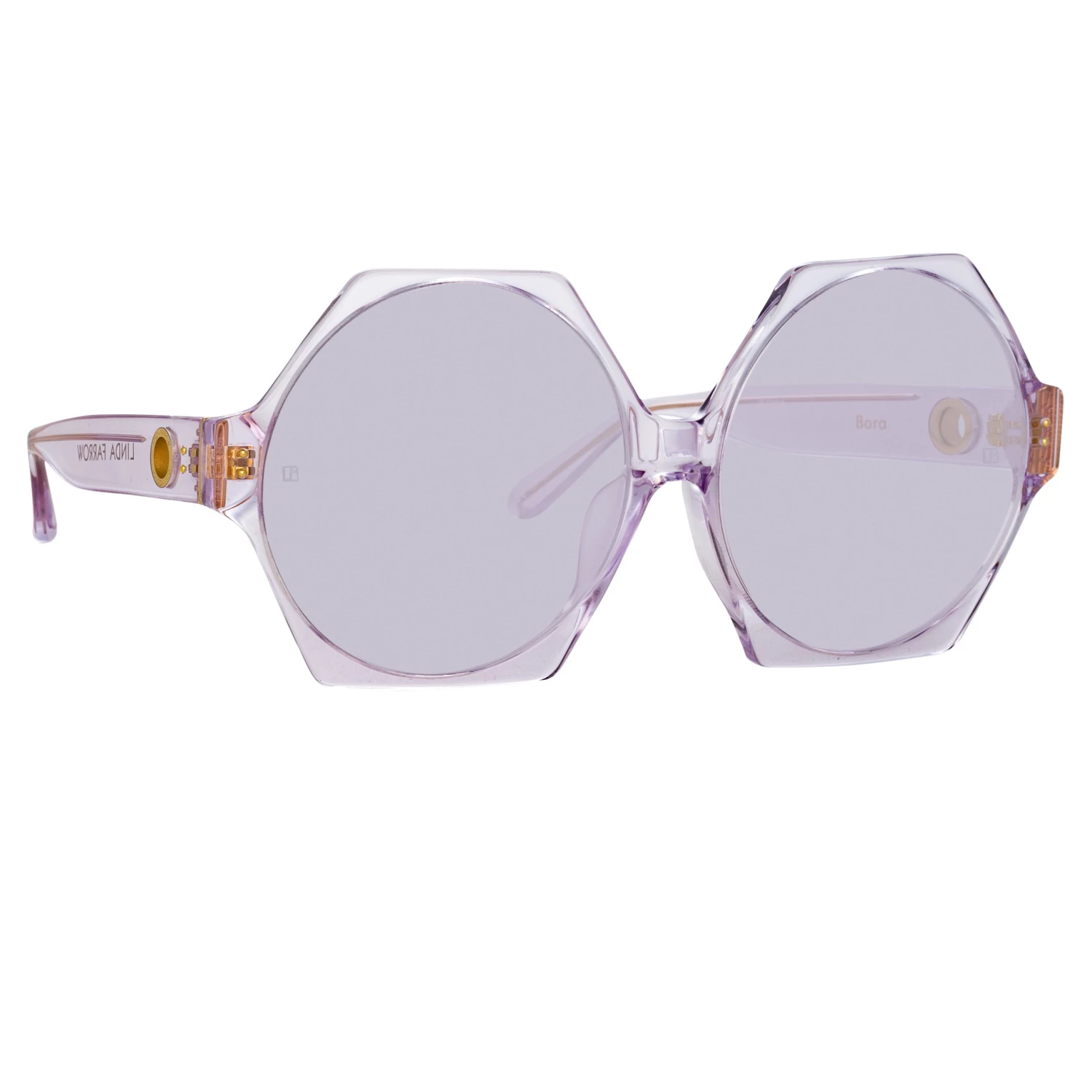 LINDA FARROW (U.K.) Bora Hexagon Sunglasses In Lilac 3 LINDA FARROW (U.K.) Bora Hexagon Sunglasses In Lilac