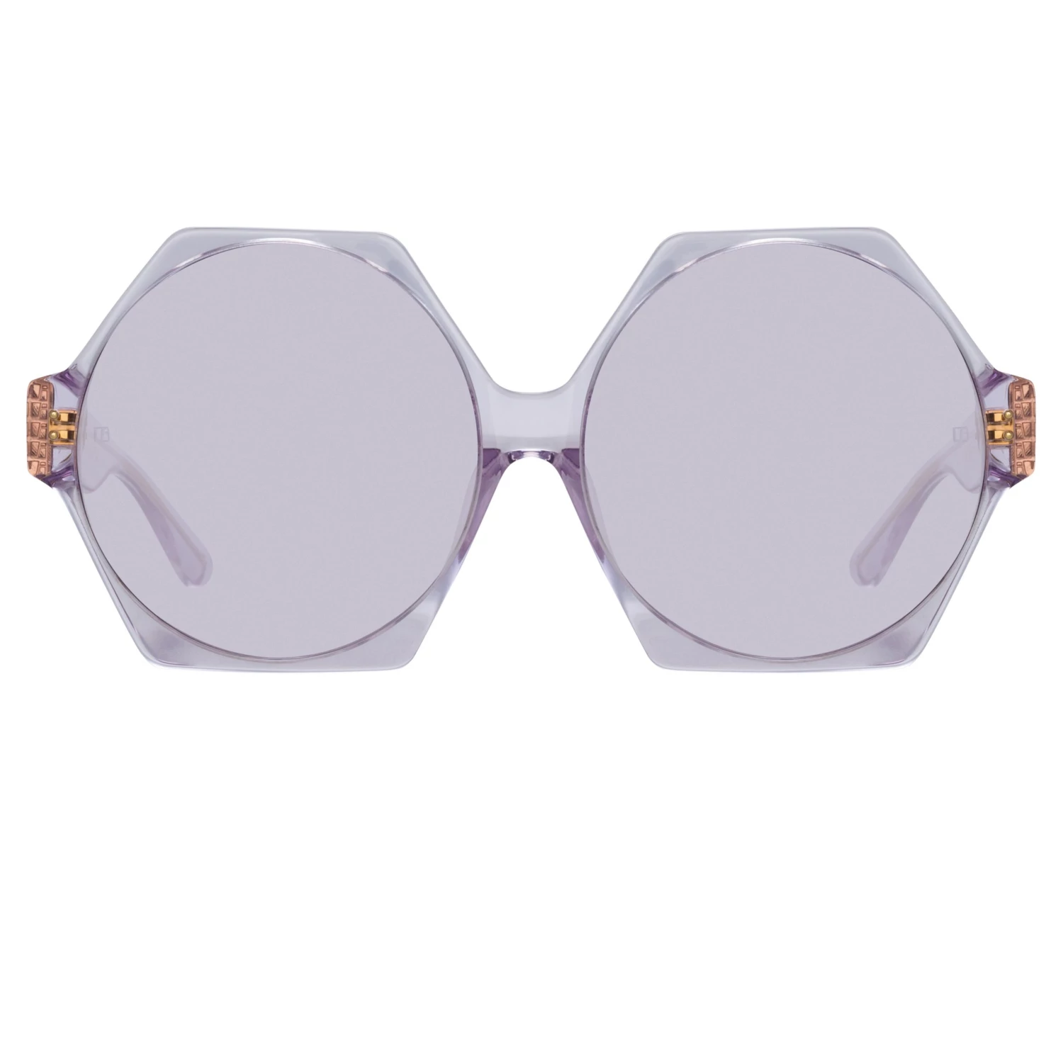 LINDA FARROW (U.K.) Bora Hexagon Sunglasses In Lilac 2 LINDA FARROW (U.K.) Bora Hexagon Sunglasses In Lilac