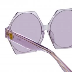 LINDA FARROW (U.K.) Bora Hexagon Sunglasses In Lilac 8 LINDA FARROW (U.K.) Bora Hexagon Sunglasses In Lilac