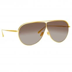 LINDA FARROW (U.K.) Women's Hura Aviator Sunglasses In Yellow Gold