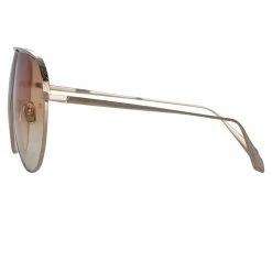 LINDA FARROW (U.K.) Women's Hura Aviator Sunglasses In Light Gold