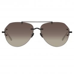 LINDA FARROW (U.K.) Women's Duit Aviator Sunglasses In Black