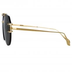 LINDA FARROW (U.K.) Duit Aviator Sunglasses In Yellow Gold Women's 6 LINDA FARROW (U.K.) Duit Aviator Sunglasses In Yellow Gold Women's