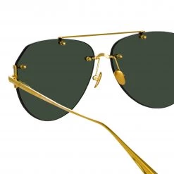 LINDA FARROW (U.K.) Duit Aviator Sunglasses In Yellow Gold Women's 7 LINDA FARROW (U.K.) Duit Aviator Sunglasses In Yellow Gold Women's