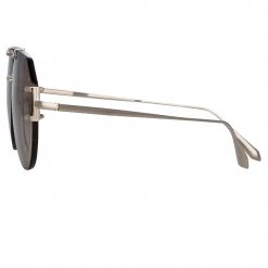 LINDA FARROW (U.K.) Duit Aviator Sunglasses In Light Gold 6 LINDA FARROW (U.K.) Duit Aviator Sunglasses In Light Gold