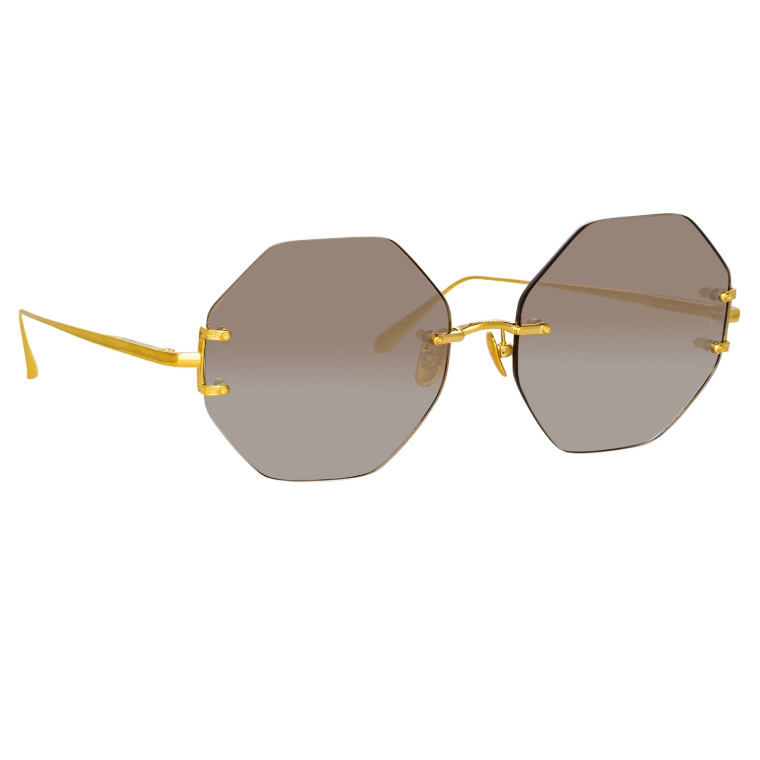LINDA FARROW (U.K.) Women's Arua Hexagon Sunglasses In Yellow Gold 2 LINDA FARROW (U.K.) Women's Arua Hexagon Sunglasses In Yellow Gold