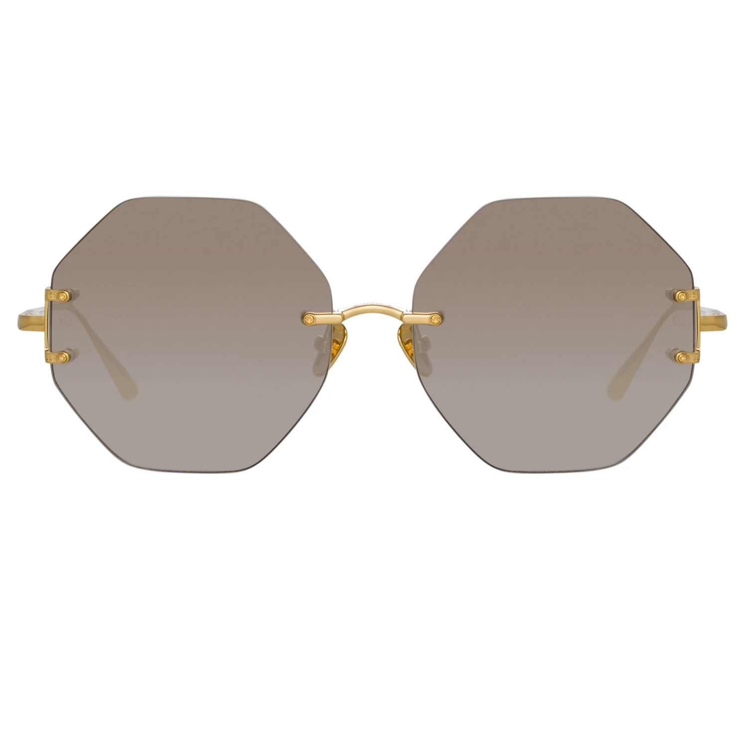 LINDA FARROW (U.K.) Women's Arua Hexagon Sunglasses In Yellow Gold 1 LINDA FARROW (U.K.) Women's Arua Hexagon Sunglasses In Yellow Gold