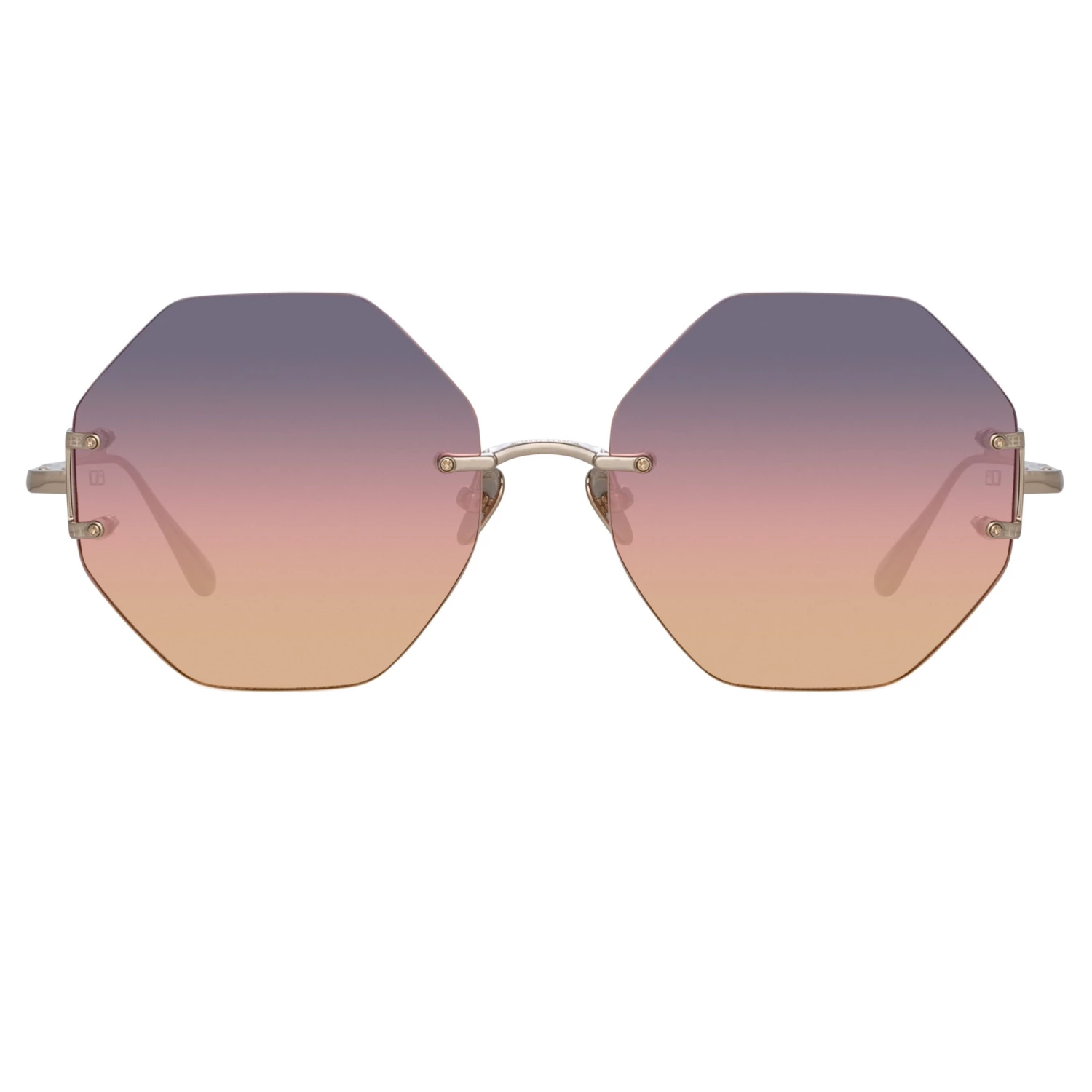 LINDA FARROW (U.K.) Arua Hexagon Sunglasses In Light Gold Women's 1 LINDA FARROW (U.K.) Arua Hexagon Sunglasses In Light Gold Women's