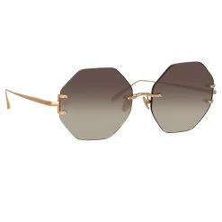 LINDA FARROW (U.K.) Women's Arua Hexagon Sunglasses In Rose Gold