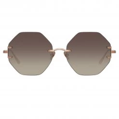 LINDA FARROW (U.K.) Women's Arua Hexagon Sunglasses In Rose Gold