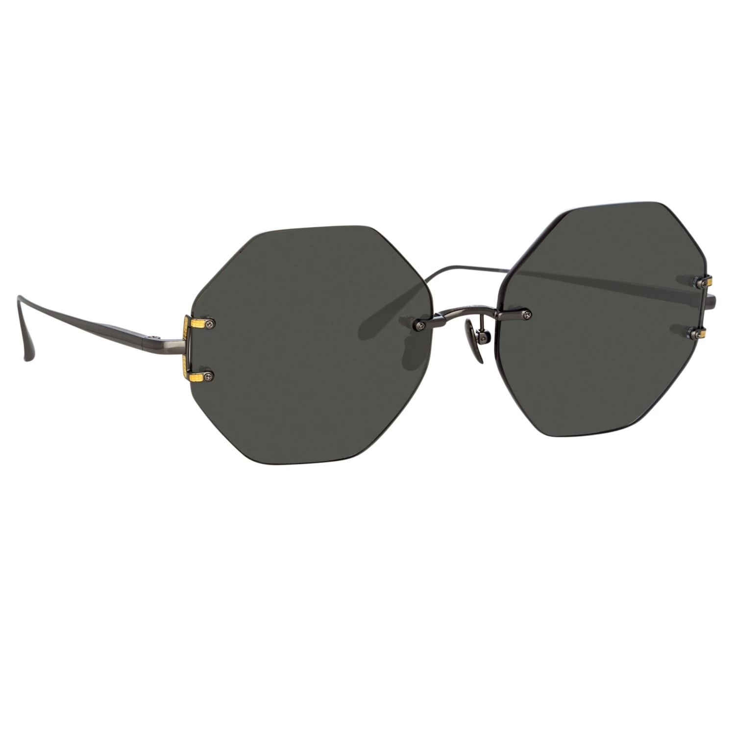 LINDA FARROW (U.K.) Arua Hexagon Sunglasses In Nickel Women's 2 LINDA FARROW (U.K.) Arua Hexagon Sunglasses In Nickel Women's