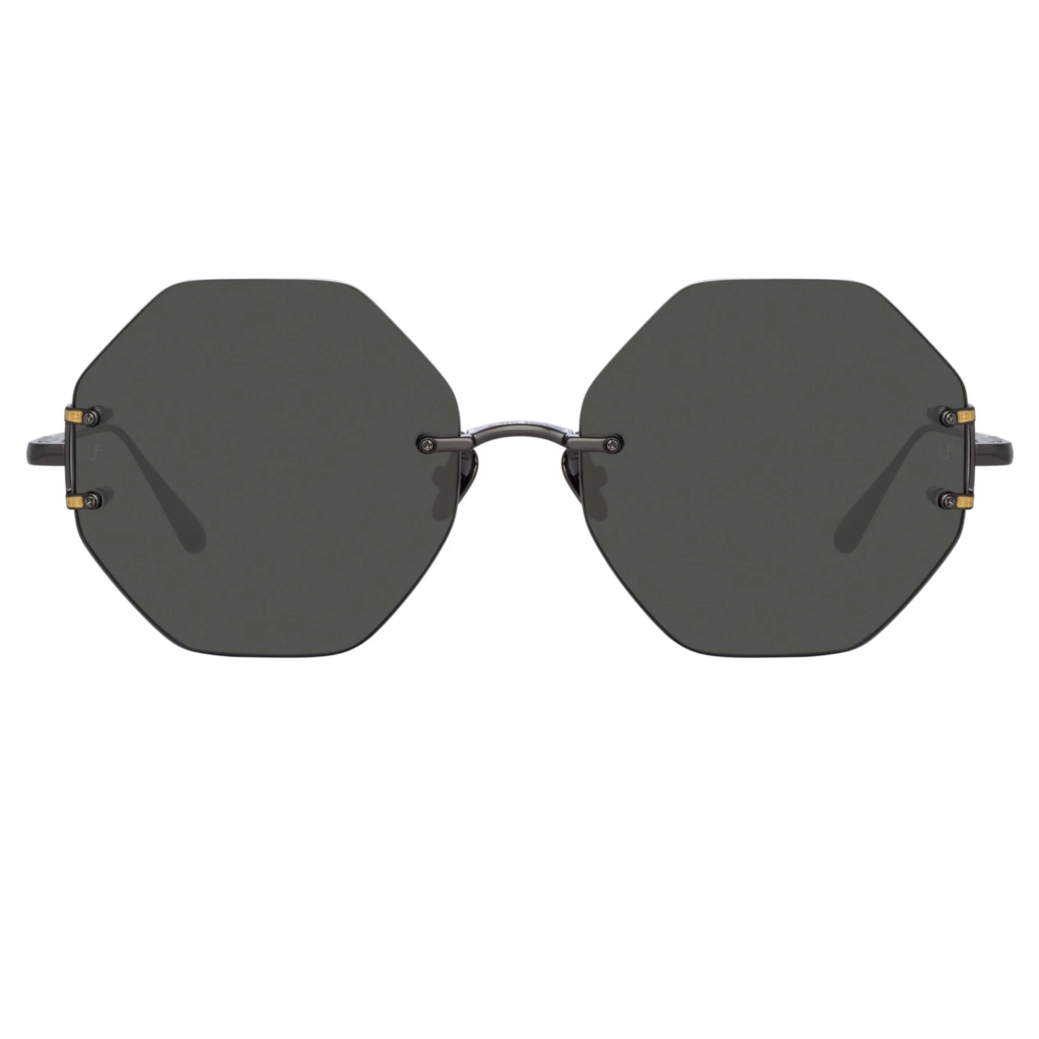 LINDA FARROW (U.K.) Arua Hexagon Sunglasses In Nickel Women's 1 LINDA FARROW (U.K.) Arua Hexagon Sunglasses In Nickel Women's