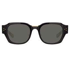 LINDA FARROW (U.K.) Ramon Rectangular Sunglasses In Black
