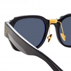 LINDA FARROW (U.K.) Ramon Rectangular Sunglasses In Black