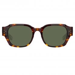 LINDA FARROW (U.K.) Ramon Rectangular Sunglasses In Tortoiseshell Women's