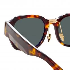 LINDA FARROW (U.K.) Ramon Rectangular Sunglasses In Tortoiseshell Women's