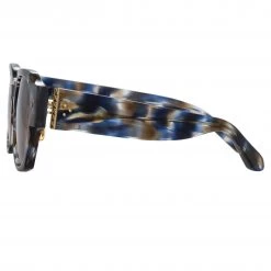 LINDA FARROW (U.K.) Women's Ramon Rectangular Sunglasses In Blue Tortoiseshell 6 LINDA FARROW (U.K.) Women's Ramon Rectangular Sunglasses In Blue Tortoiseshell