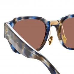 LINDA FARROW (U.K.) Women's Ramon Rectangular Sunglasses In Blue Tortoiseshell 7 LINDA FARROW (U.K.) Women's Ramon Rectangular Sunglasses In Blue Tortoiseshell
