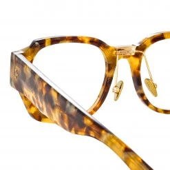 Linda Farrow The LINDA FARROW Spring/Summer '22 Collection Ramon Rectangular Optical Frame In Tobacco Tortoiseshell