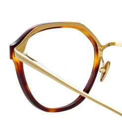 LINDA FARROW (U.K.) The LINDA FARROW Spring/Summer '22 Collection Cacao Angular Sunglasses In Tortoiseshell