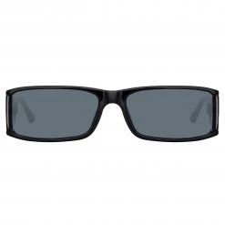 LINDA FARROW (U.K.) Women's Mya Rectangular Sunglasses In Black