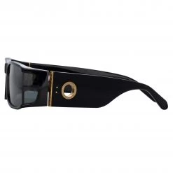 LINDA FARROW (U.K.) Women's Mya Rectangular Sunglasses In Black 8 LINDA FARROW (U.K.) Women's Mya Rectangular Sunglasses In Black