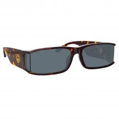 LINDA FARROW (U.K.) Women's Mya Rectangular Sunglasses In Tortoiseshell 7 LINDA FARROW (U.K.) Women's Mya Rectangular Sunglasses In Tortoiseshell