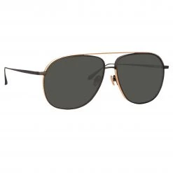 LINDA FARROW (U.K.) Matis Aviator Sunglasses In Black 7 LINDA FARROW (U.K.) Matis Aviator Sunglasses In Black