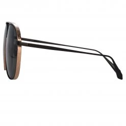 LINDA FARROW (U.K.) Matis Aviator Sunglasses In Black 8 LINDA FARROW (U.K.) Matis Aviator Sunglasses In Black