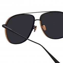 LINDA FARROW (U.K.) Matis Aviator Sunglasses In Black 9 LINDA FARROW (U.K.) Matis Aviator Sunglasses In Black