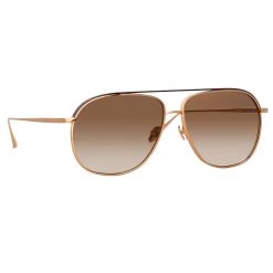 LINDA FARROW Sales 32 LINDA FARROW (U.K.) Matis Aviator Sunglasses In Rose Gold
