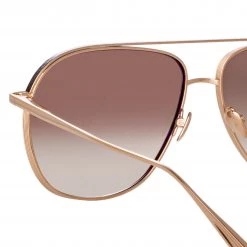 LINDA FARROW (U.K.) Matis Aviator Sunglasses In Rose Gold 7 LINDA FARROW (U.K.) Matis Aviator Sunglasses In Rose Gold