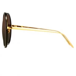 Linda Farrow The Kew | Kew Round Sunglasses In Black Frame (C1) Women's