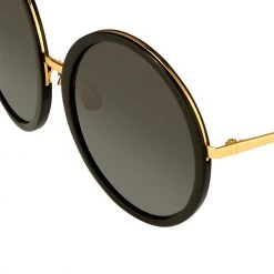 Linda Farrow The Kew | Kew Round Sunglasses In Black Frame (C1) Women's