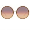 LINDA FARROW (U.K.) Kew Oversized Sunglasses In Tobacco
