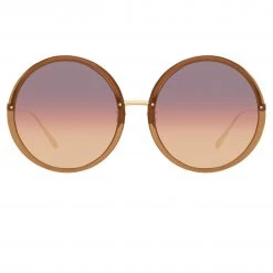 LINDA FARROW (U.K.) Kew Oversized Sunglasses In Tobacco