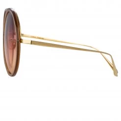 LINDA FARROW (U.K.) Kew Oversized Sunglasses In Tobacco