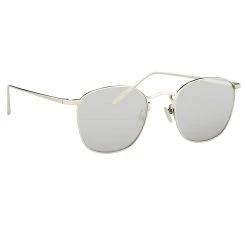 LINDA FARROW Sales 14 Linda Farrow The Simon | Square Sunglasses In White Gold Frame (C2)