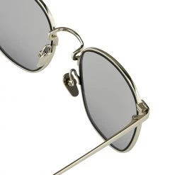 Linda Farrow The Simon | Square Sunglasses In White Gold Frame (C2)