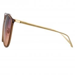 LINDA FARROW (U.K.) Women's Kings Oversized Sunglasses In Truffle
