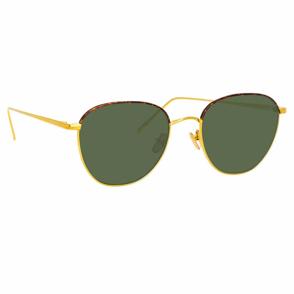 Linda Farrow The Raif | Square Sunglasses In Green / Yellow Gold Frame (C19) Women's 2 Linda Farrow The Raif | Square Sunglasses In Green / Yellow Gold Frame (C19) Women's