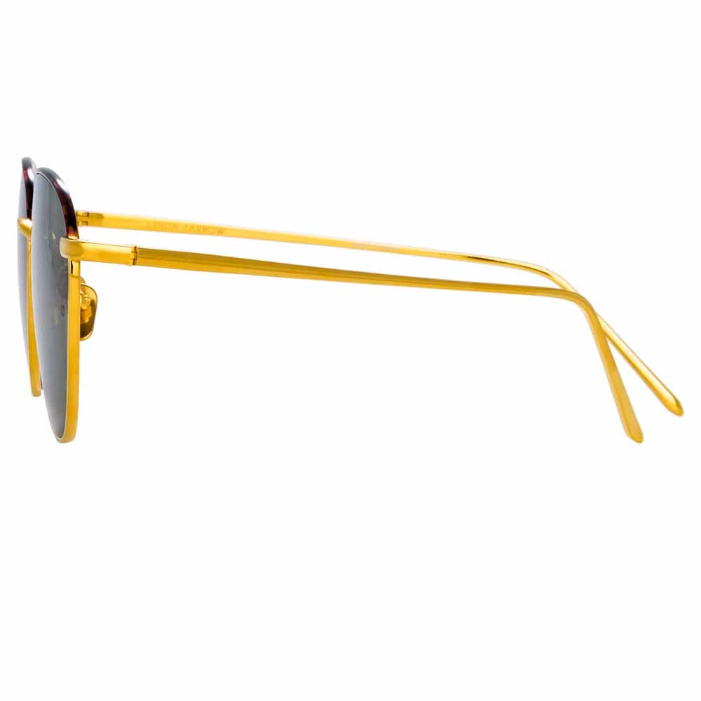 Linda Farrow The Raif | Square Sunglasses In Green / Yellow Gold Frame (C19) Women's 3 Linda Farrow The Raif | Square Sunglasses In Green / Yellow Gold Frame (C19) Women's