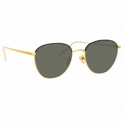 Linda Farrow The Raif | Square Sunglasses In Grey / Yellow Gold Frame (C20) 7 Linda Farrow The Raif | Square Sunglasses In Grey / Yellow Gold Frame (C20)