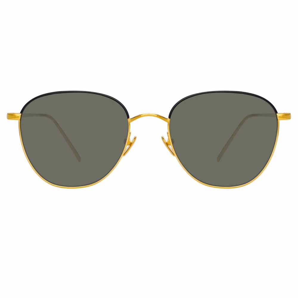 Linda Farrow The Raif | Square Sunglasses In Grey / Yellow Gold Frame (C20) 1 Linda Farrow The Raif | Square Sunglasses In Grey / Yellow Gold Frame (C20)