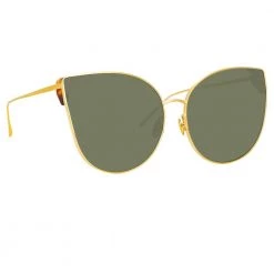 Linda Farrow Women's Flyer Cat Eye Sunglasses In Yellow Gold