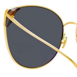 Linda Farrow Women's Flyer Cat Eye Sunglasses In Yellow Gold 8 Linda Farrow Women's Flyer Cat Eye Sunglasses In Yellow Gold