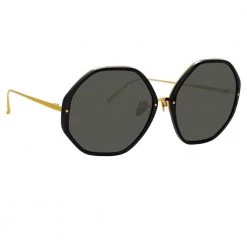 Linda Farrow The Alona | Oversized Sunglasses In Black Frame (C1) Women's