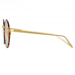 LINDA FARROW (U.K.) Adams Oval Optical Frame In Yellow Gold And Tortoiseshell Women's 7 LINDA FARROW (U.K.) Adams Oval Optical Frame In Yellow Gold And Tortoiseshell Women's