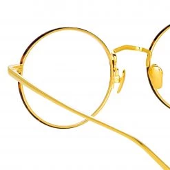 LINDA FARROW (U.K.) Adams Oval Optical Frame In Yellow Gold And Tortoiseshell Women's 8 LINDA FARROW (U.K.) Adams Oval Optical Frame In Yellow Gold And Tortoiseshell Women's